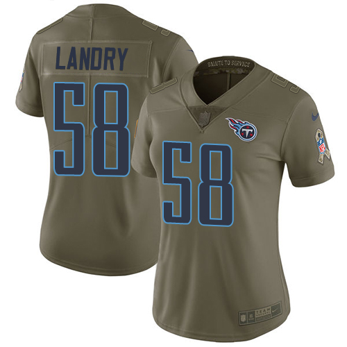 Nike Titans #58 Harold Landry Olive Women's Stitched NFL Limited Salute to Service Jersey